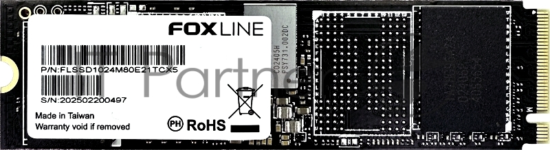 Твердотельный накопитель/ Foxline SSD X5-E21T, 1024GB, M.2(22x80mm), NVMe, PCIe Gen4x4, 3D TLC, R/W 5100/4800MB/s, IOPs 800 000/950 000, TBW 700, DWPD 0.9 (2 года)