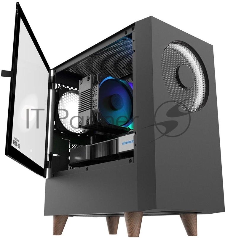 Корпус WIZMAX EM1 Woofer, mATX, mITX черный, Mini-Tower, без БП, TG, 1x160mm + 1x120mm LED, 1xUSB-A 3.0 + 2xUSB-A 2.0