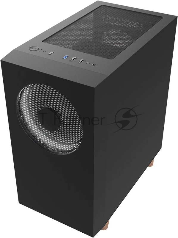 Корпус WIZMAX EM1 Woofer, mATX, mITX черный, Mini-Tower, без БП, TG, 1x160mm + 1x120mm LED, 1xUSB-A 3.0 + 2xUSB-A 2.0