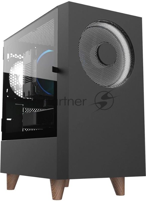 Корпус WIZMAX EM1 Woofer, mATX, mITX черный, Mini-Tower, без БП, TG, 1x160mm + 1x120mm LED, 1xUSB-A 3.0 + 2xUSB-A 2.0