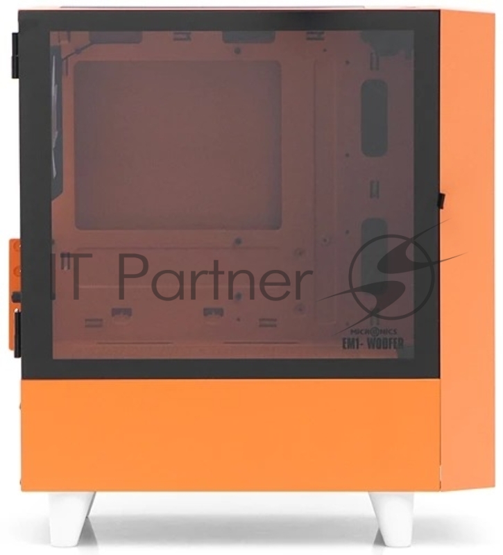 Корпус WIZMAX EM1 Woofer, mATX, mITX оранжевый, Mini-Tower, без БП, TG, 1x160mm + 1x120mm LED, 1xUSB-A 3.0 + 2xUSB-A 2.0