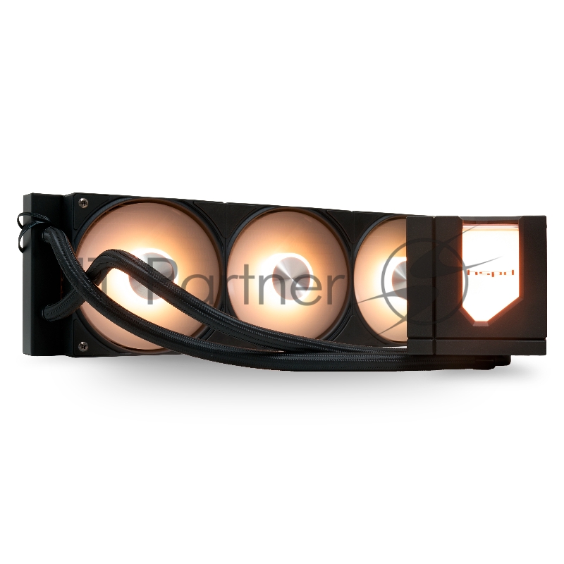 Водяное охлаждение для процессора/ Water Cooling System HSPD W1360 ARGB BLACK (300, 360mm, Black, ARGB/ Fans: 3x120mm, 71CFM, 27dBA, 1800RPM/ Pump height 62mm, 30dBA, 2500RPM, Rad thickness 27mm/ S: 1851, 1700, 1200, 20XX, 115X, AM5, AM4)