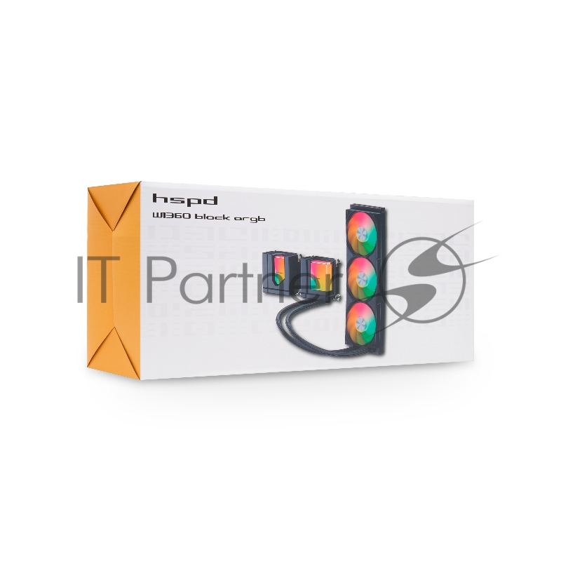 Водяное охлаждение для процессора/ Water Cooling System HSPD W1360 ARGB BLACK (300, 360mm, Black, ARGB/ Fans: 3x120mm, 71CFM, 27dBA, 1800RPM/ Pump height 62mm, 30dBA, 2500RPM, Rad thickness 27mm/ S: 1851, 1700, 1200, 20XX, 115X, AM5, AM4)