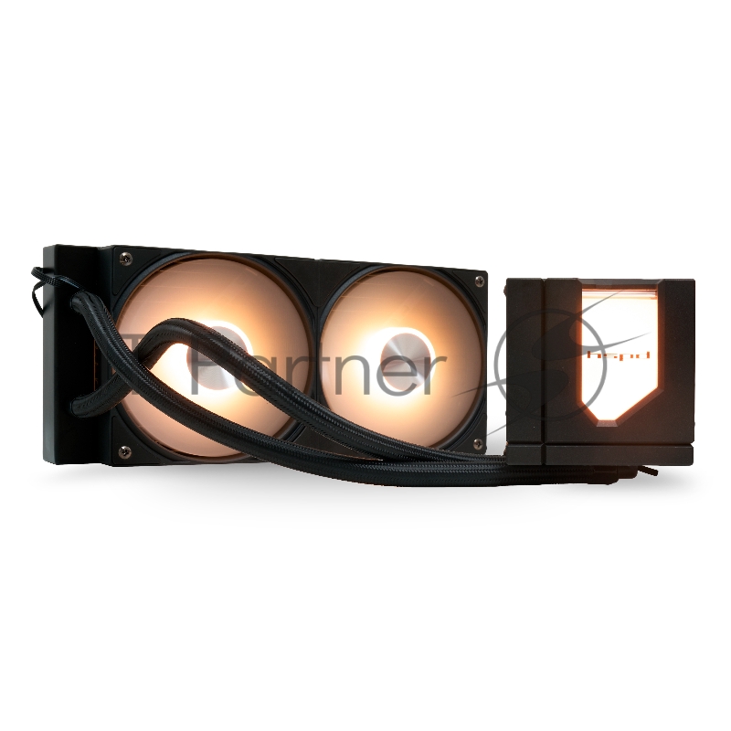 Водяное охлаждение для процессора/ Water Cooling System HSPD W1240 ARGB BLACK (280, 240mm, Black, ARGB/ Fans: 2x120mm, 71CFM, 27dBA, 1800RPM/ Pump height 62mm, 30dBA, 2500RPM, Rad thickness 27mm/ S: 1851, 1700, 1200, 20XX, 115X, AM5, AM4)
