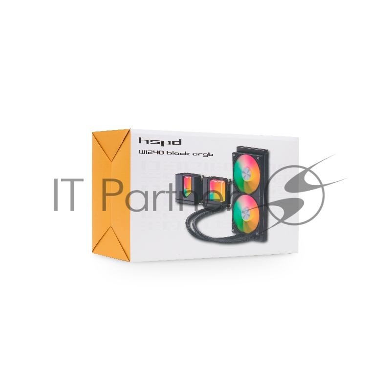 Водяное охлаждение для процессора/ Water Cooling System HSPD W1240 ARGB BLACK (280, 240mm, Black, ARGB/ Fans: 2x120mm, 71CFM, 27dBA, 1800RPM/ Pump height 62mm, 30dBA, 2500RPM, Rad thickness 27mm/ S: 1851, 1700, 1200, 20XX, 115X, AM5, AM4)