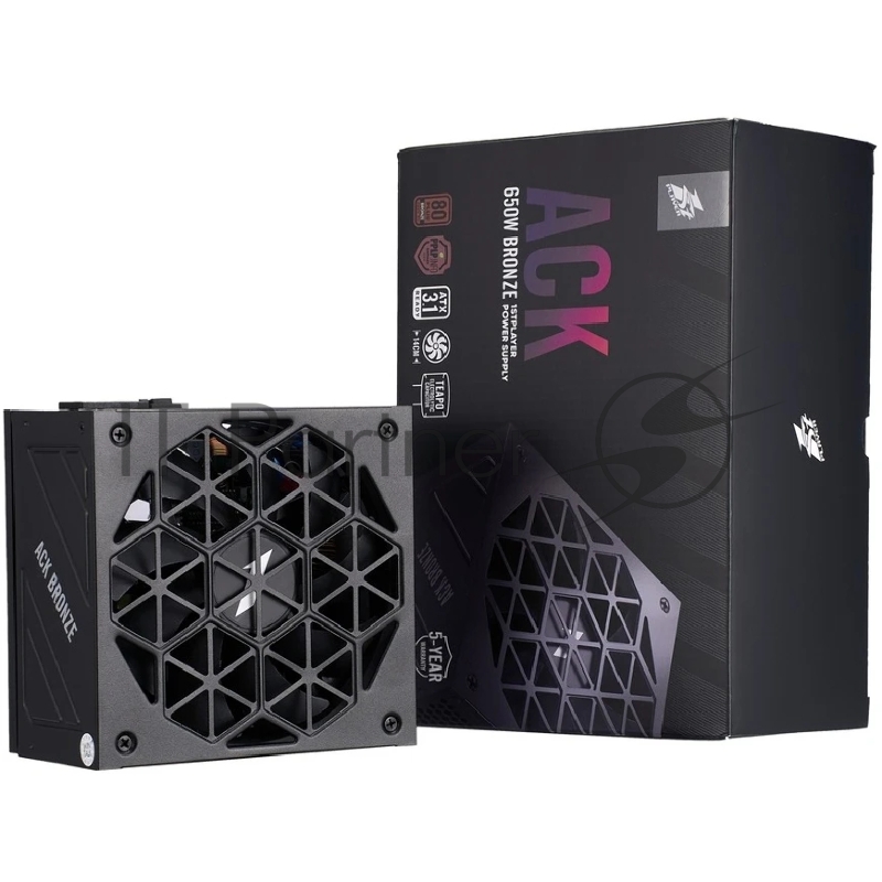 Блок питания 1STPLAYER ACK BRONZE 650W Black (HA-650AA2), 650Вт, 80 PLUS Bronze, 140мм, черный