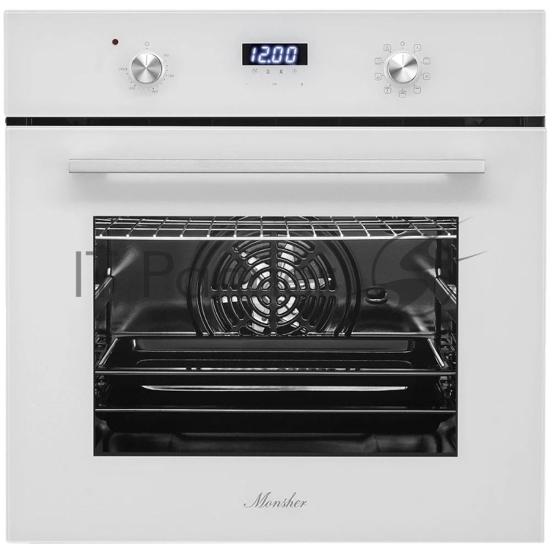 Встраиваемый духовой шкаф MONSHER/ Встраиваемый духовой шкаф MONSHER, электрический, High-Tech, 60 см, объем 72 л, 9 режимов, дисплей, таймер, телескопические направляющие на 1 уровень, цвет белый
