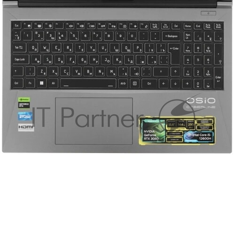 Ноутбук OSIO CyberLine C150i-001 серый i5-12600H /NVidia RTX 3050/16/512/NoOS/ (Ghz)/Gb/Ext: + не МПТ