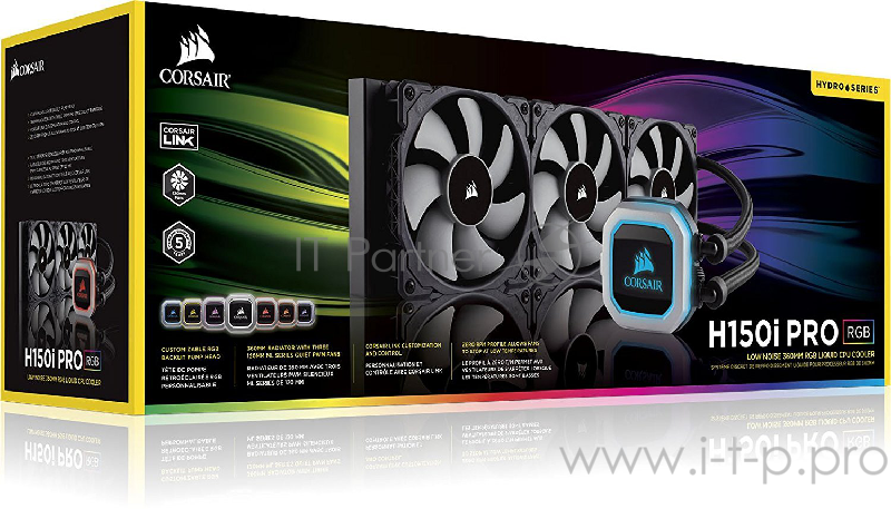 Охлаждение для процессора Hydro Series™ H150i PRO CW-9060031-WW RGB, 360 мм,RTL{4}
