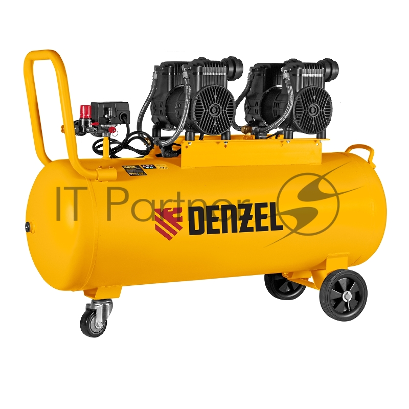 Компрессор безмасл. малошумный DLP-3000/100, 3 кВт, 2х1,5 кВт,100 л, 2850 об/мин,500 л/мин// Denzel