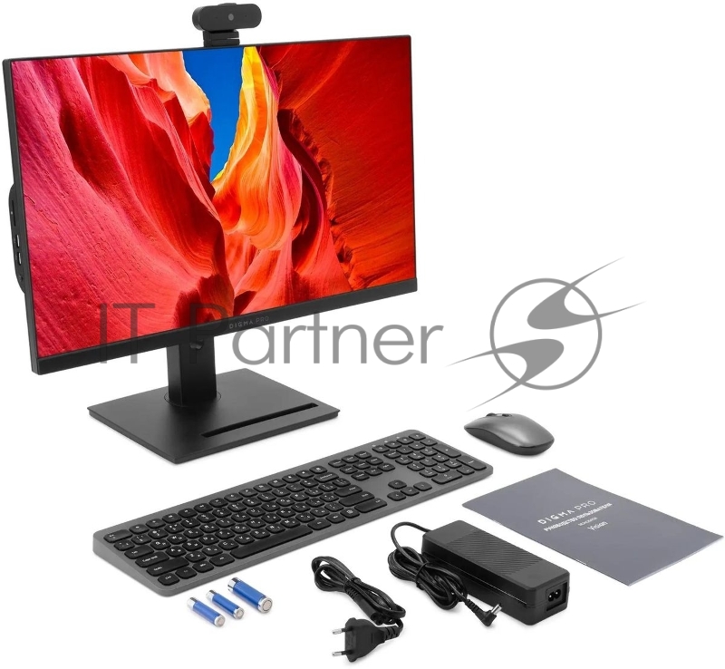 Моноблок Digma Pro Vision 23.8 Full HD i3 1215U (1.2) 8Gb SSD256Gb UHDG CR Windows 11 Pro Eth WiFi BT 90W клавиатура мышь Cam черный 1920x1080