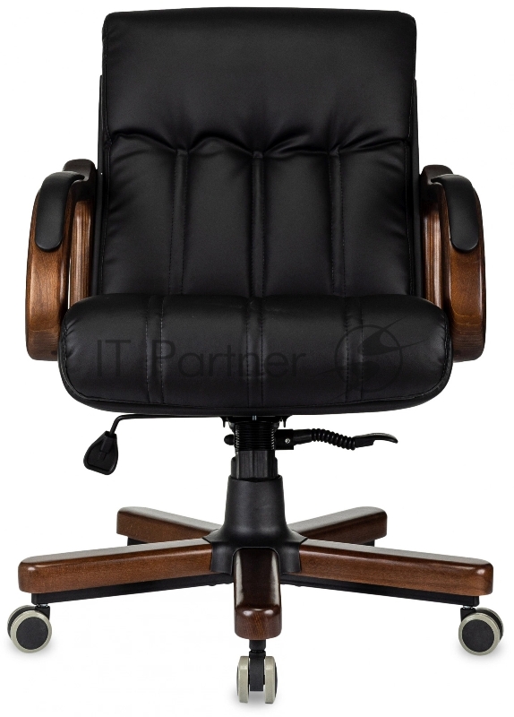 Кресло руководителя Бюрократ T-9932W-LOW-Eco черный эко.кожа низк.спин. крестов. металл/дерево