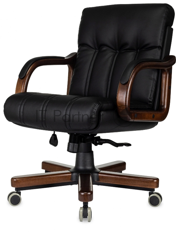 Кресло руководителя Бюрократ T-9932W-LOW-Eco черный эко.кожа низк.спин. крестов. металл/дерево