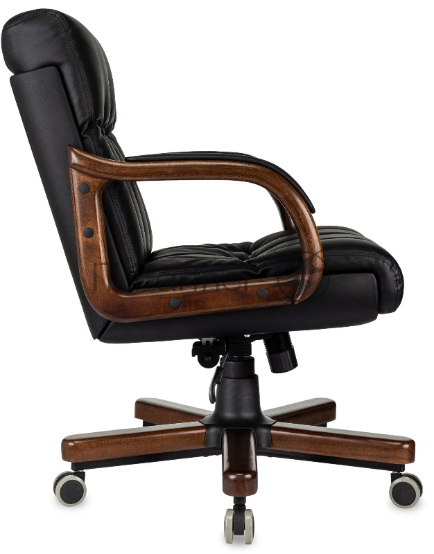 Кресло руководителя Бюрократ T-9932W-LOW-Eco черный эко.кожа низк.спин. крестов. металл/дерево