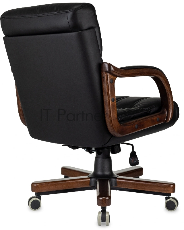 Кресло руководителя Бюрократ T-9932W-LOW-Eco черный эко.кожа низк.спин. крестов. металл/дерево