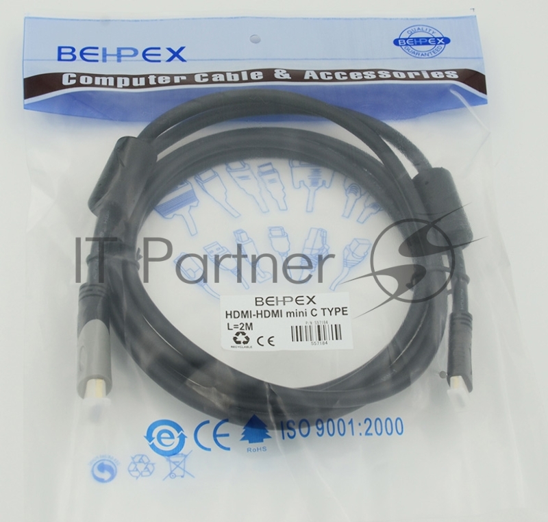 Кабель аудио-видео HDMI (m)/Mini HDMI (m) 2м. феррит.кольца черный