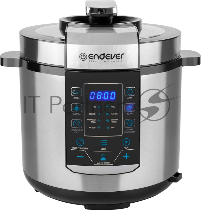 Скороварка-мультиварка электрическая Endever Vita-134, стальной, мощность 1200 Вт, емкость 6л, 20 авторежимов работы, книга рецептов, 2 шт/уп.