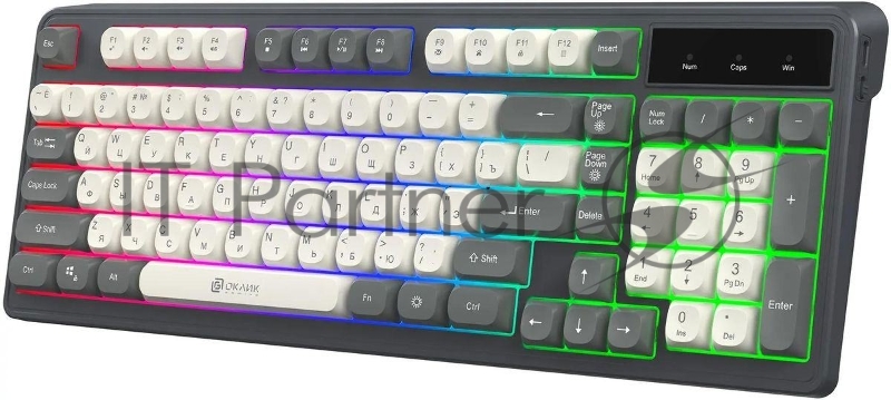 Клавиатура Оклик 731G серый/белый USB for gamer LED
