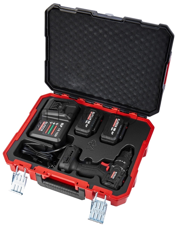 Дрель-шуруповерт Elitech CD 20ISL2 (E2201.041.02) 80Вт аккум. патрон:быстрозажимной (кейс в комплекте) (205723)