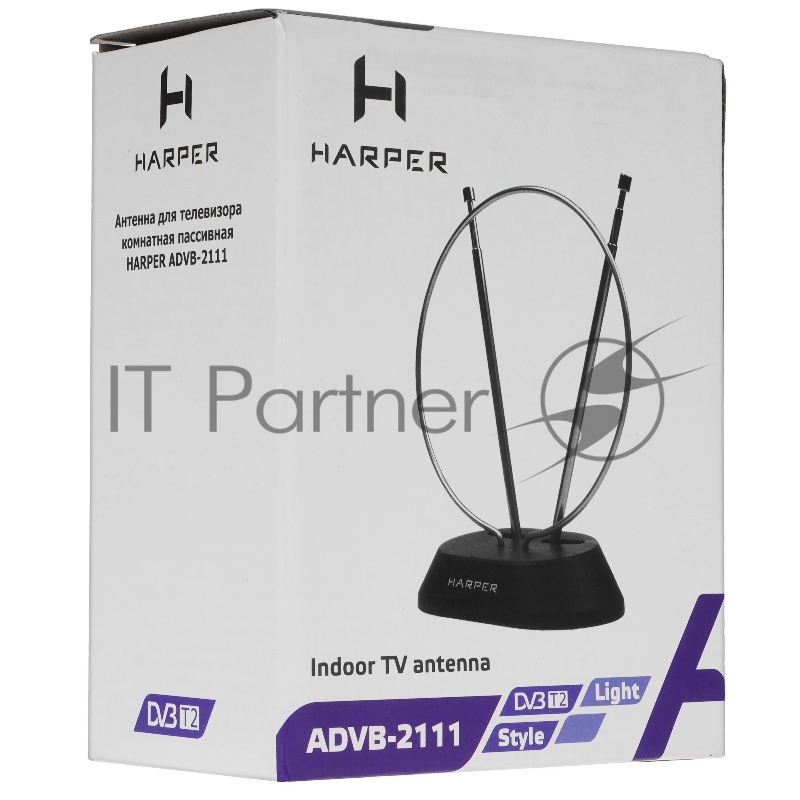 Телевизионная антенна Harper ADVB-2111 (комнатная, пассивнаяDVB-T2 VHF / UHF (174–230 MHz, 470-862 MHz) 20 dB 75 3dB 1 м)