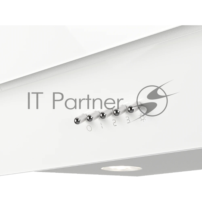 Наклонная вытяжка Monsher ROUEN 60 Blanc Verre, 60 см, производительность 700 м3/ч, 3 скорости, турбо режим, механическое управление, уровень шума 53 дБ, LED освещение, угольный фильтр KFM 101 (опция), цвет белый