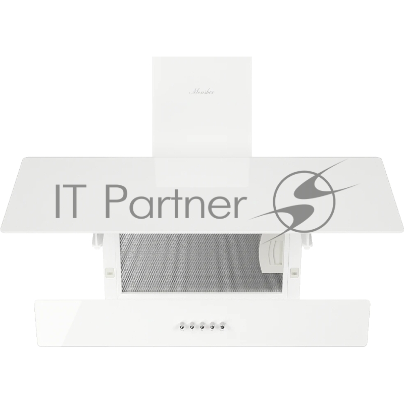 Наклонная вытяжка Monsher ROUEN 60 Blanc Verre, 60 см, производительность 700 м3/ч, 3 скорости, турбо режим, механическое управление, уровень шума 53 дБ, LED освещение, угольный фильтр KFM 101 (опция), цвет белый