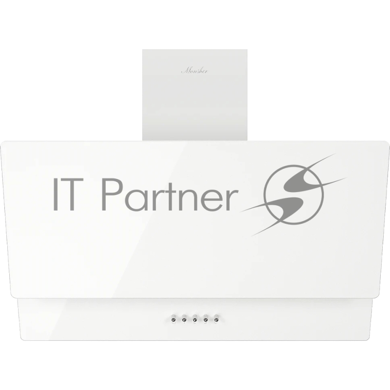 Наклонная вытяжка Monsher ROUEN 60 Blanc Verre, 60 см, производительность 700 м3/ч, 3 скорости, турбо режим, механическое управление, уровень шума 53 дБ, LED освещение, угольный фильтр KFM 101 (опция), цвет белый