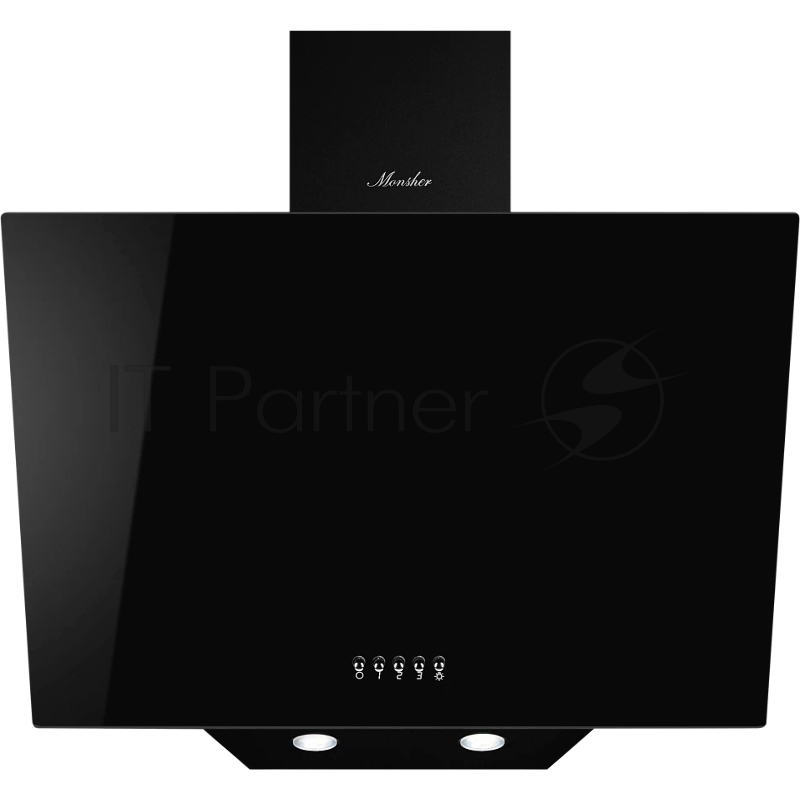 Наклонная вытяжка Monsher LEA 60 Noir, ширина 60 см, отвод/рециркуляция, 900 м3/час, электронноесенсорное управление, 3 скорости, светодиодное освещение 2*1 Вт, металлические жироулавливающие фильтры, угольный фильтр KM 102 (опция), цвет: чёрный ПРОМ