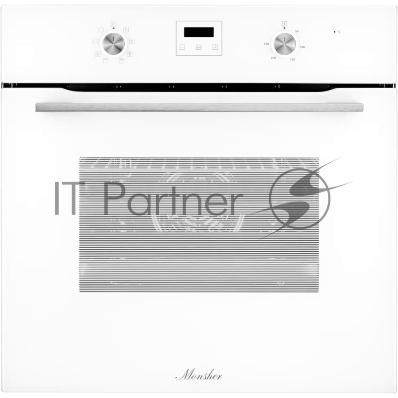 Встраиваемый духовой шкаф Monsher MOE 6183 W 60 см, 8 режимов, High-Tech, 70 л, гидролизная очистка, белый