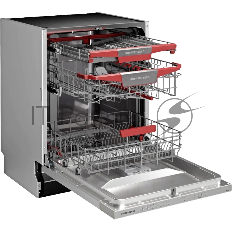 Встраиваемая посудомоечная машина Kuppersberg GIM 6092, High-Tech, 60 см, 15 комплектов, 7 программ, 3 корзины, конденсационная сушка, луч на полу, полная защита от протечек, индикатор отсутствия соли и ополаскивателя, отображение времени мытья, кноп