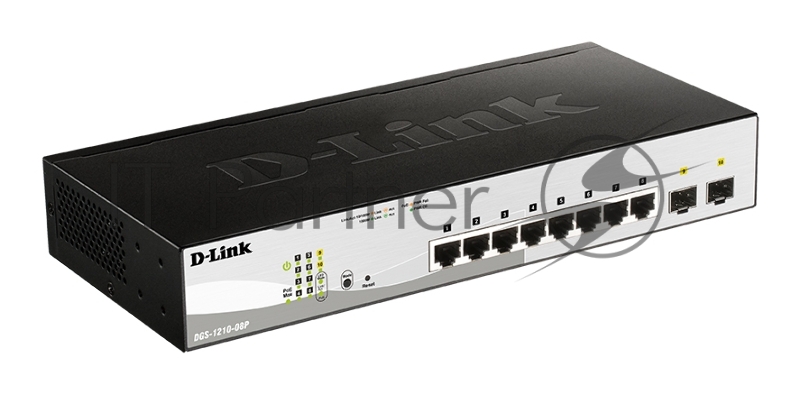 Коммутатор настраиваемый L2 PoE-коммутатор, 8x1000Base-T PoE, 2х1000Base-X SFP, PoE-бюджет 65 Вт, упрощенный интерфейс CLI