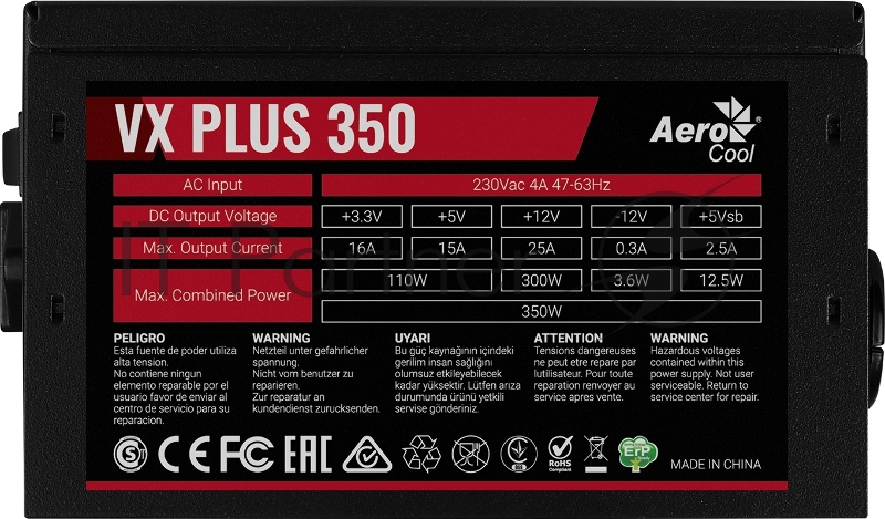 Блок питания Aerocool / Formula VX-350 PLUS, 350Вт, 120мм, черный