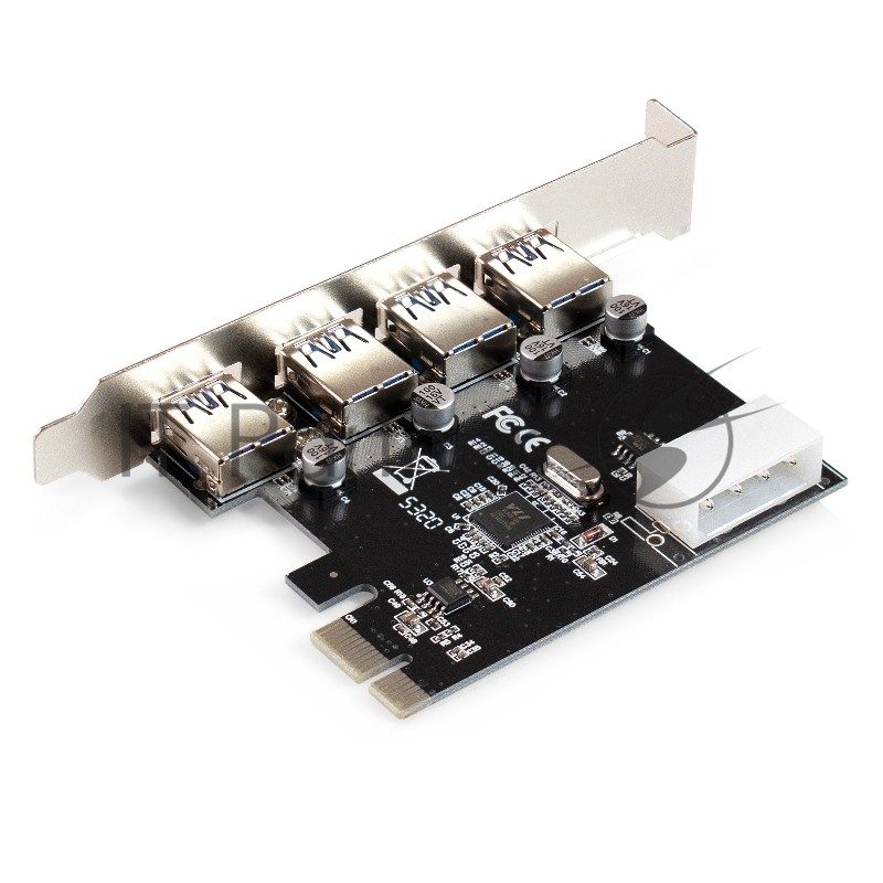 Контроллер ExeGate EXE-314 v2.0 (PCI-E x1 v2.0, 4*USB3.0 ext., разъем доп.питания Molex, VIA Labs Chipset VL805)