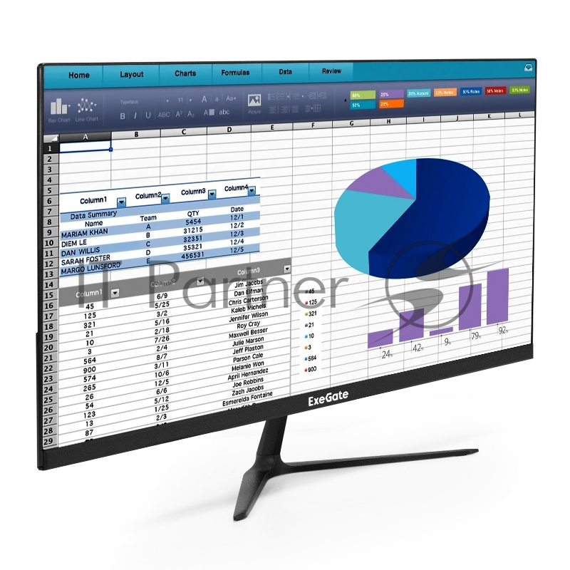 Монитор с внутренним БП и аудио выходом 23.8 ExeGate SmartView EP2407TA (IPS LED Grade A+, FHD, 1920x1080@75Гц, 16:9, 250cd/m2, 1000:1, 178°/178°, 5ms, D-Sub, HDMI2.0, DisplayPort, audio-out, встроенный БП, FreeSync, Flicker-free, Low Blue Light, каб