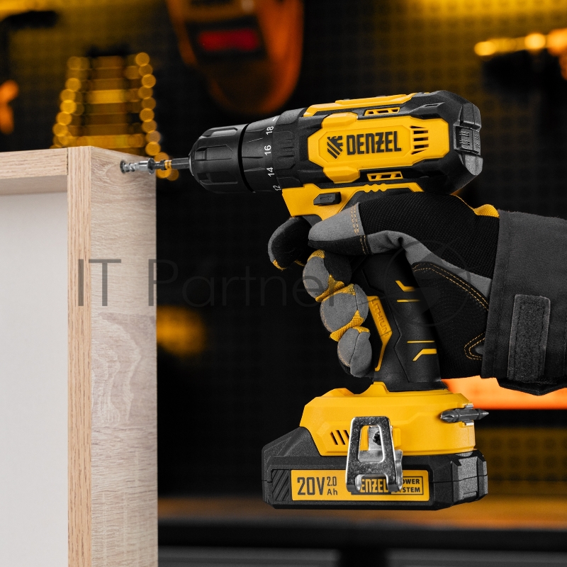 Дрель-шуруповерт аккумуляторная CDQ-20, Li-Ion, 20 В// Denzel