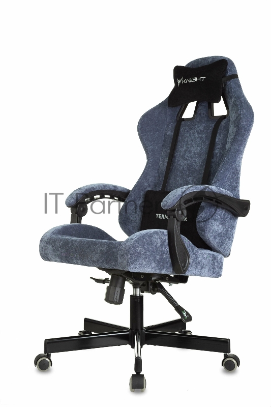 Кресло игровое Knight Terminator синий Light-27, крестов. металл