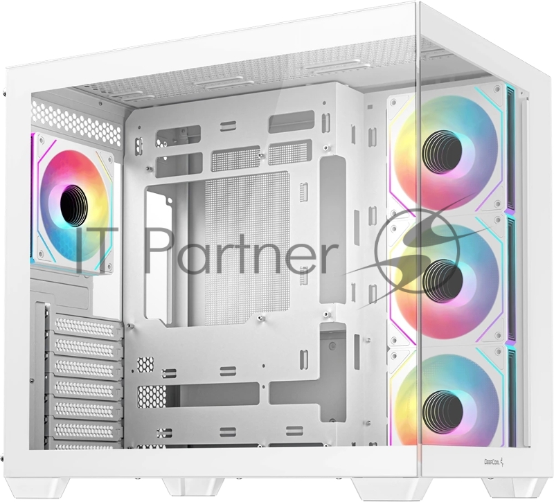 Корпус Deepcool CG530 4F WH без БП, боковое окно (панорама), 3x120мм ARGB Reverce вентилятора на боковой стенке, 1x120мм ARGB вентилятор сзади, белый, ATX