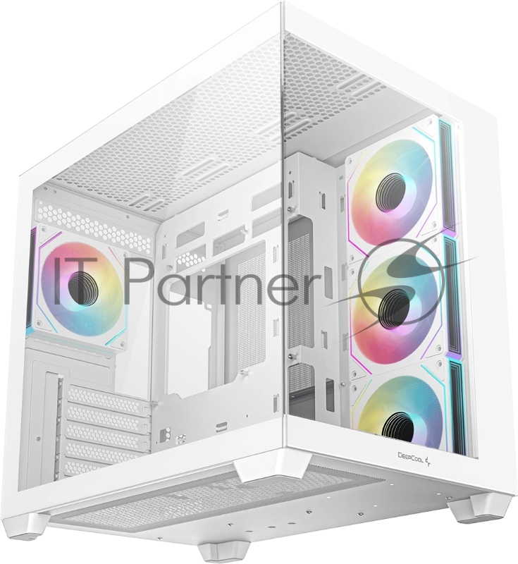 Корпус Deepcool CG530 4F WH без БП, боковое окно (панорама), 3x120мм ARGB Reverce вентилятора на боковой стенке, 1x120мм ARGB вентилятор сзади, белый, ATX