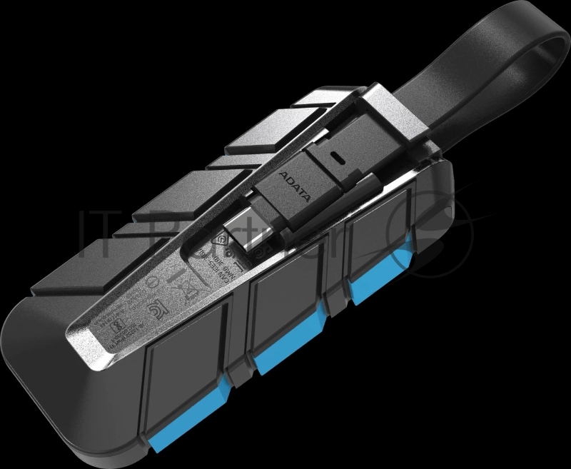 Внешний SSD ADATA SC740 чёрно-синий <SC740-500G-CBU> 500Gb (USB3.2 gen 2 type C, 1050/1000Mbs, 122x41x22mm, 40g, защита от падения, встроенный кабель)