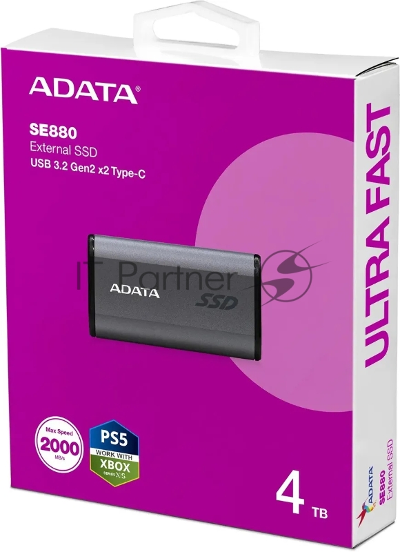 Внешний SSD ADATA 4.0Tb SE880 <AELI-SE880-4TCGY> (USB3.2 gen 2x2, type C, 2000/2000Mbs, 65x35x12mm, 31g)