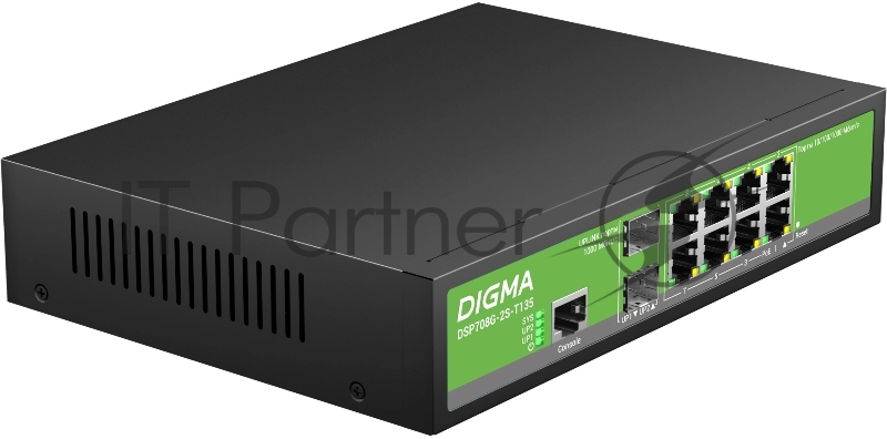 Коммутатор Digma DSP708G-2S-T135 (L2+) 8x1Гбит/с 2SFP 8PoE 8PoE+ 135W управляемый