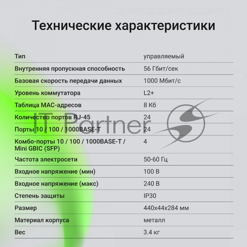Коммутатор Digma DSW724G-4C-R (L2+) 24x1Гбит/с 4xКомбо(1000BASE-T/SFP) управляемый