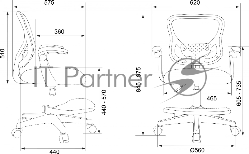 Кресло детское Бюрократ Burokids 3 серый крестов. пластик подст.для ног пластик белый