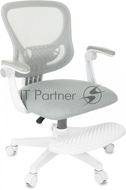 Кресло детское Бюрократ Burokids 3 серый крестов. пластик подст.для ног пластик белый