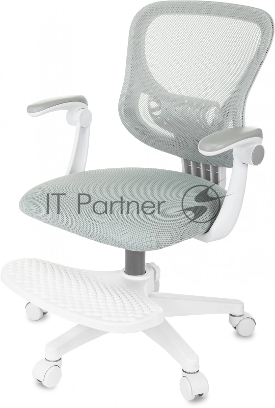 Кресло детское Бюрократ Burokids 3 серый крестов. пластик подст.для ног пластик белый