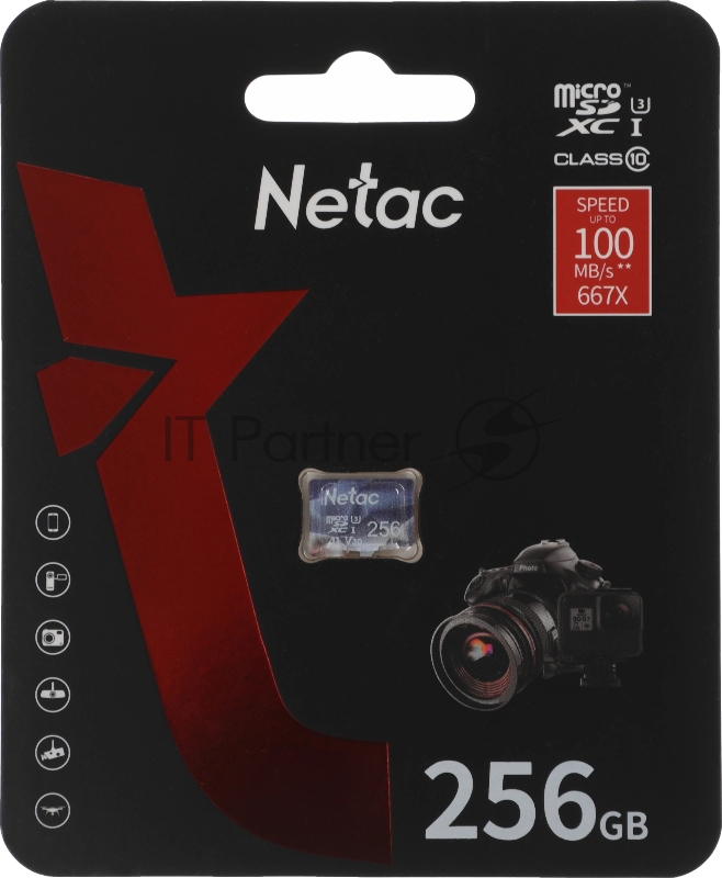 Флеш карта microSDHC 256GB Netac P500 ULTRA <NT02P500ULT-256G-S> (без SD адаптера) 100MB/s
