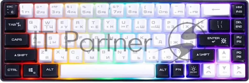 Игровая клавиатура проводная Defender Aris GK-349 RU,бел/черн,68кн+FN,радуж,1.5м