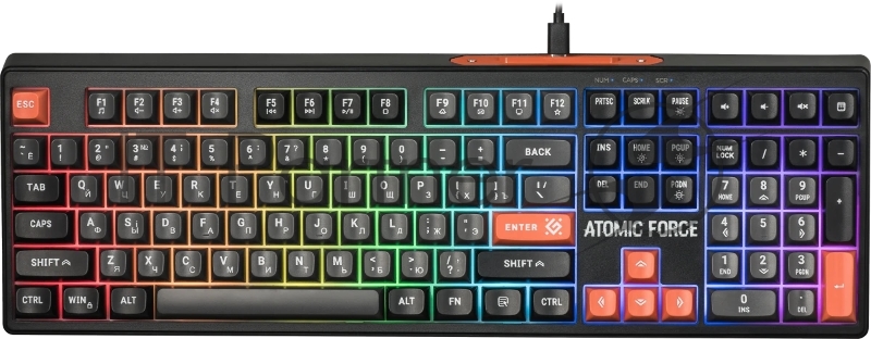 Игровая клавиатура проводная Defender Atomic Force GK-005 RU,чер/сер,108кн+FN,радуж,1.5м