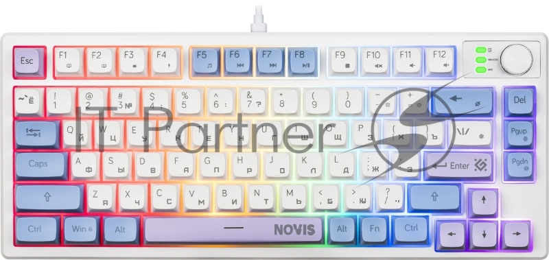 Игровая клавиатура проводная Defender Novis GK-318 RU,бел/гол,80кн+FN,радуж,1.5м