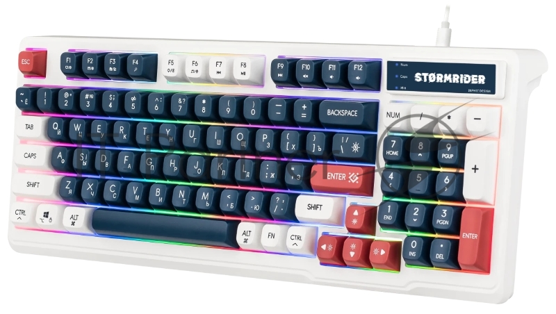 Игровая клавиатура проводная Defender Stormrider GK-425 RU,бел/син,94кн+FN,радуж,1.75м